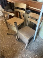 Two children’s desks, no top metal and wood