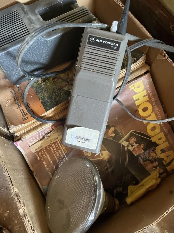 Vintage magazines, and old walkie-talkie Motorola