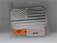 1oz .999 Silver US Flag Art Bar