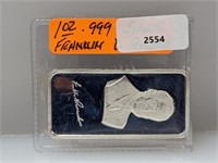 1oz .999 Silver Franklin Roosevelt Art Bar