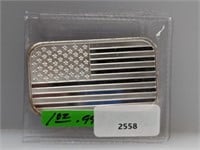 1oz .999 Silver US Flag Art Bar