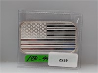 1oz .999 Silver US Flag Art Bar