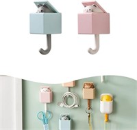 2Pcs Creative Adhesive Coat Hooks, Plastic Pet