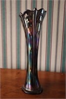 Dugan Pulled Loop Carnival Glass cobalt blue vase