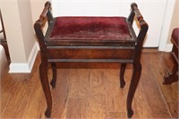 Antique mahogany piano stool 22.5" X 13.25" X 25"