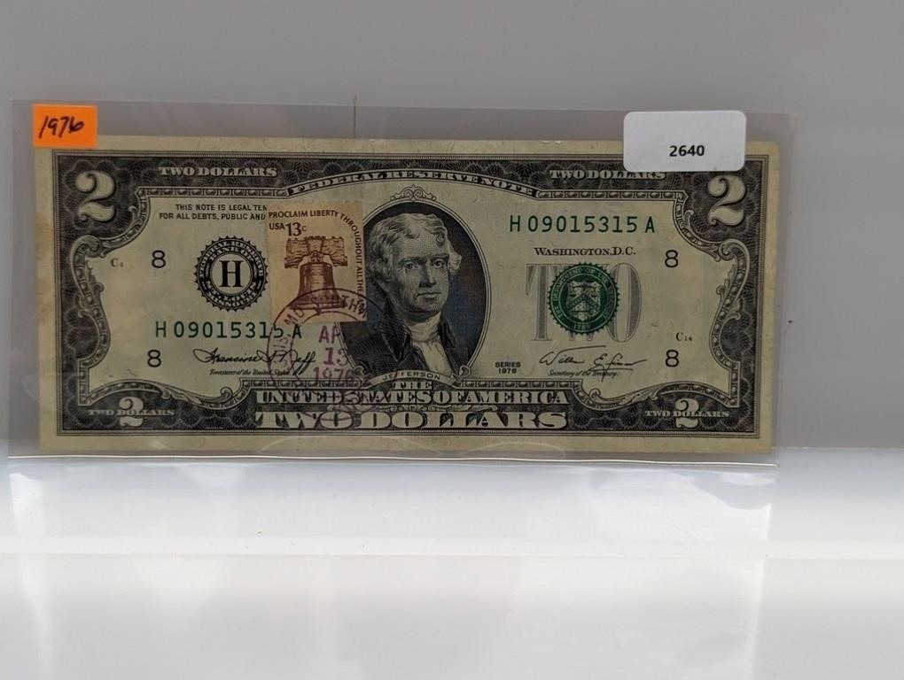 1976 $2 Fed Reserve Note w/Postal Comm