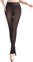 220G - BLACK - Women Fleece Lined Tights Fake