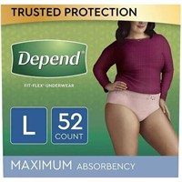 Depend FIT-FLEX Women Underwear  Large  52 Ct
