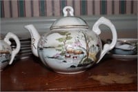 Nippon hand-painted tea pot, cream and sugar, 10