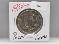 1934-D 90% Silver Peace $1 Dollar