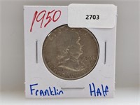 1950 90% Silver Franklin Half $1