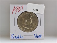 1951 90% Silver Franklin Half $1