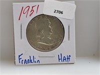 1951 90% Silver Franklin Half $1