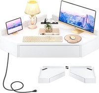 armocity Floating Corner Desk with Outlets