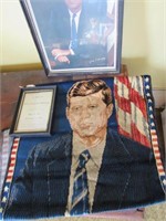 JFK velvet and photo,  American flag