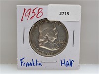 1958 90% Silver Franklin Half $1