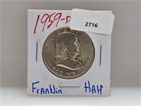 1959-D 90% Silver Franklin Half $1