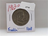1963-D 90% Silver Franklin Half $1