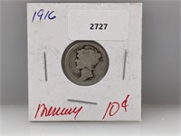 1916 90% Silver Mercury Dime