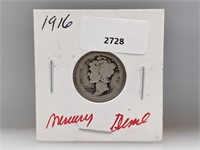 1916 90% Silver Mercury Dime