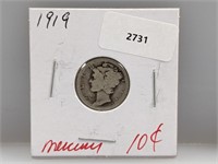 1919 90% Silver Mercury Dime