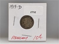 1919-D 90% Silver Mercury Dime