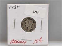 1927 90% Silver Mercury Dime
