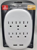 Globe Electric Wall Tap Surge Protector USB Ports