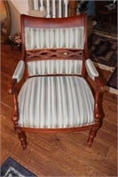Fairfield fabric and wood arm chair