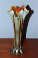 Northwood Ribbed Carnival glass vase 10.25" tall