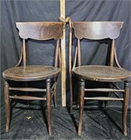 (2) Antique Wooden Chairs & Cane