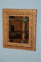 Gold framed beveled mirror 12.5" X 14.5"