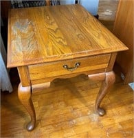 oak end table- showing plant stains