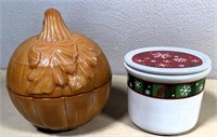 Longaberger slag pumpkin & pottery canister