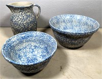 roseville crockery bowls & pitcher