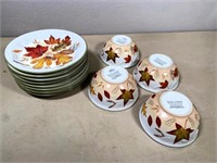 Longaberger fall foliage pottery plates & bowls