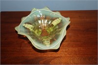 Northwood Vaseline opalescent footed candy dish