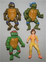 (4) Vtg TMNT Figures: April Raphael Leonardo +