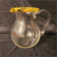 Hand blown Art glass pitcher.