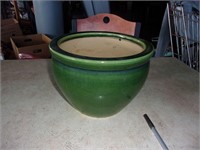 antique large green planter stoneware