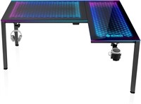 EUREKA RGB 60 L-Shaped Black Glass Gaming Desk