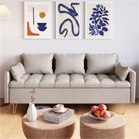 3 Seater Faux Leather Couch  Beige