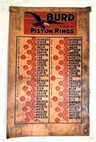 antique BURD piston rings poster- cardboard