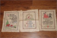 3 Unframed samplers "God Bless Our Home" and