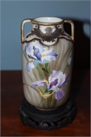 Nippon hand-painted double handed vase