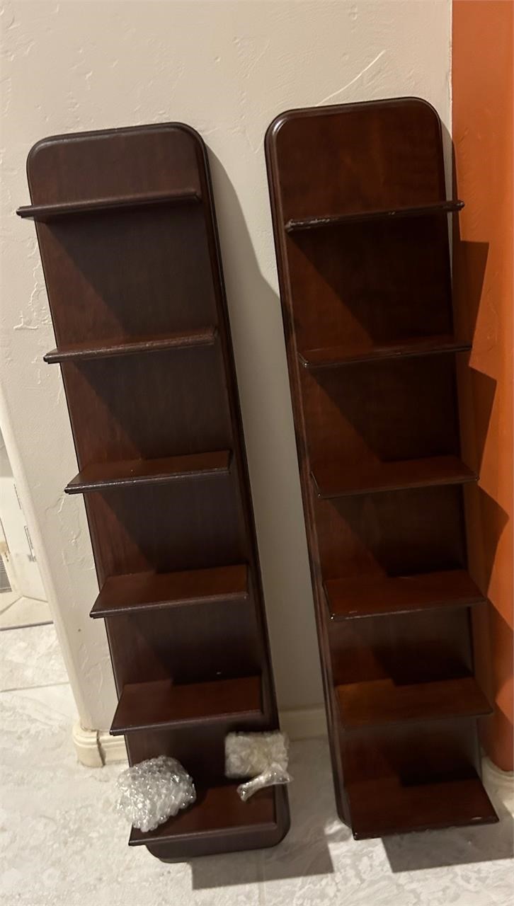 Pair of Wood Display Wall Shelves