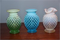 3 Fenton hobnail bud vases