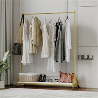 Garment Rack with Shelves  Wheels  Gold