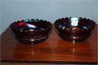 2 Northwood Carnival glass berry bowls