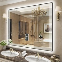 48x40 LED Bathroom Mirror  3 Colors  Anti-Fog
